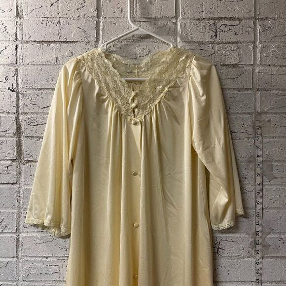 Vintage Yellow Golden Girls Shadowline Maxi Lace Nightgown Robe Small - Picture 1 of 11